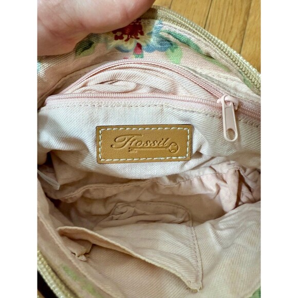 Fossil Carolina Top Zip Canvas Purse in Khaki - Picture 5 of 7